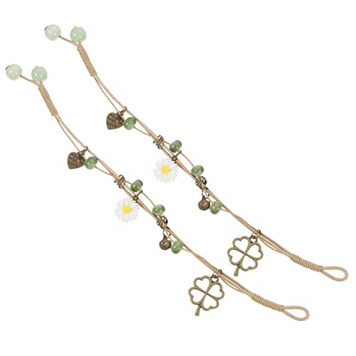 Garneck 2 Stück Vintage Ethnisches Armbänder mit Vierblättrigem Kleeblatt Anhänger Retro Damen Schmuck Leichte Langlebige Freundschaftsarmbänder als von Garneck