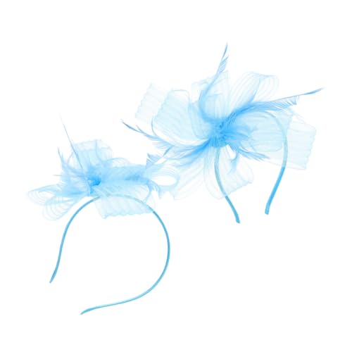Garneck 2 Stück Vintage Fascinator Teilig Hellblau Mesh Haarnetz Haarreif und Clip Damen Kopfschmuck für Hochzeit Teeparty Cocktail Britischer Stil Elegant Leicht Und Vielseitig von Garneck
