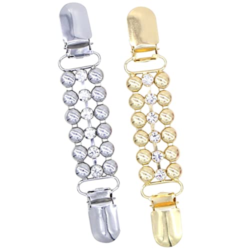 Garneck 2 Stück Vintage Strickjacken Clips mit Strasssteinen Schnallen für Pullover Schals Gold Weiß Hochwertige Kostümaccessoires für Frauen von Garneck