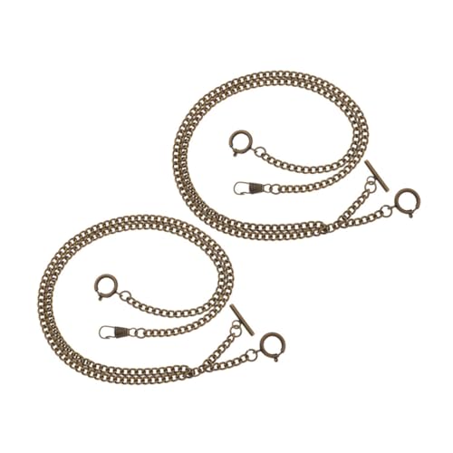 Garneck 2 Stück Vintage Taschenuhrkette Robustem Metall Lange Dekorative Uhrenkette für Herren Klassische Westenkette mit O Förmigem Mittelglied für Jeans Geldbörse und Formelle Anlässe von Garneck