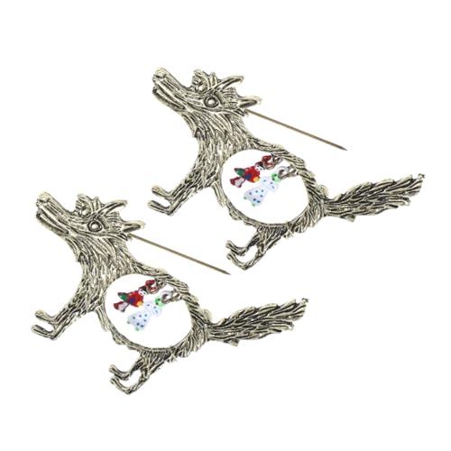 Garneck 2 Stück Vintage Wolf Brosche für Damen Hollow Animal Pin Retro Schmuck für Jacken Schals und Kleidung für von Garneck