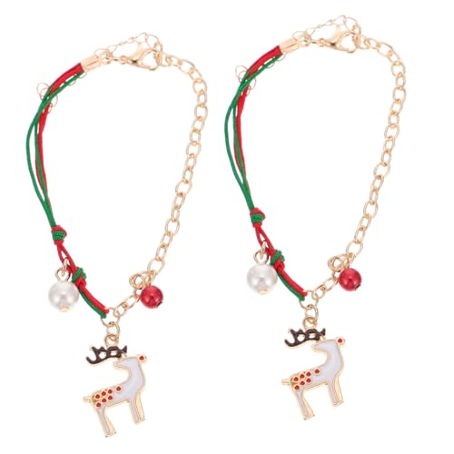 Garneck 2 Stück Weihnachtliches Charm Armband mit Verstellbarer Legierungskette Festliches Schmuckstück für Weihnachtsfeiern Komfortabel Langlebig mit Typischen Weihnachtsmotiven für von Garneck