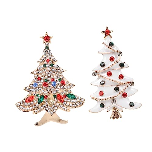 Garneck 2 Stück Weihnachtsbaum Brosche Weihnachts Broschen Schmuckfestliche Anstecknadeln für Kleidung und Weihnachtsdeko Modisch Robust Vielseitig für Indoor Feiern von Garneck
