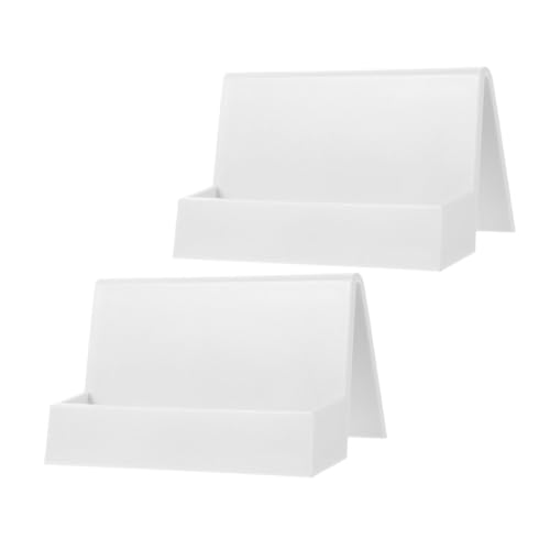 Garneck 2 Stück Weißer Business Card Holder aus Robustem Material Kreativer Schreibtisch Organizer für Visitenkarten und Memo Karten Langlebig Vielseitig Einsetzbar für Büro und von Garneck