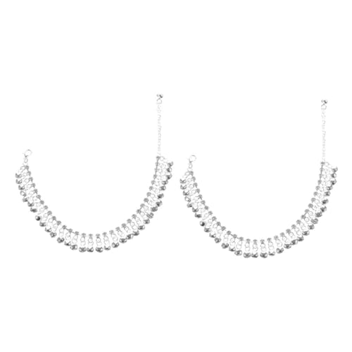 Garneck 2 Stück Zinklegierung Fußkettchen mit Glocken und Quasten Retro Ethno Stil Knöchelarmband Damen Strand Schmuck Langlebig Verblassungsbeständig für Sommer Casual Party von Garneck