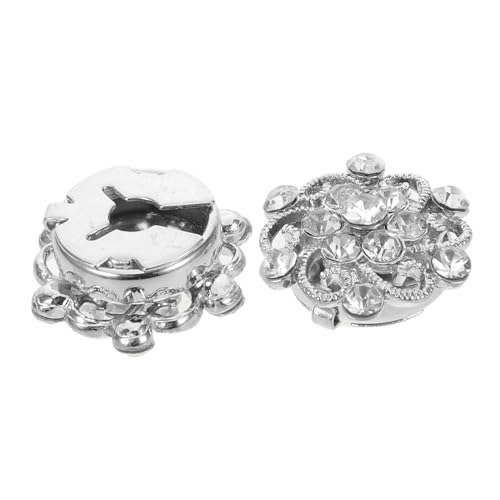 Garneck 2 Stück Zweiteiliges modisches metallisches Manschettenknopf-Set aus langlebiger Legierung mit funkelnden Schmucksteinen, vielseitig kombinierbar, drehbar, für Damenblusen, von Garneck