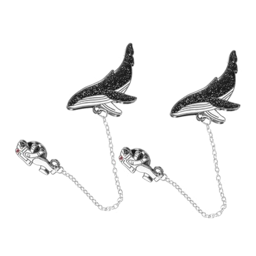 Garneck 2stücke Astronauten-wal-brosche Süße Cartoon-anstecknadel Modisches Schalnadel-zubehör Für Pullover Und Rucksäcke von Garneck