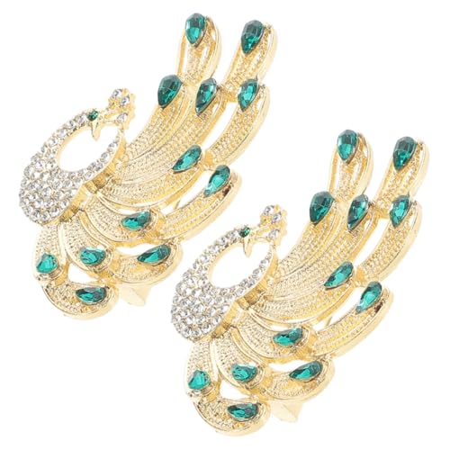 Garneck 2 Stücke Elegante Pfauenbroschen mit Strass Vogelform Anstecknadeln Vielseitige Schal und Kragenpins für Damen Modische Schmuckclips für Mantel Kleid und Pullover von Garneck