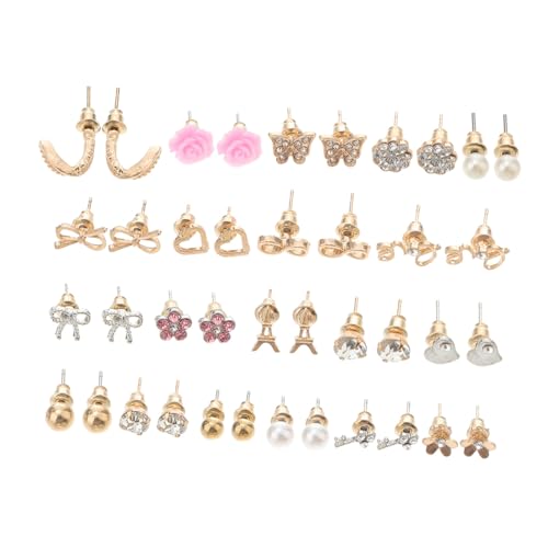 Garneck 20 Paare Damen Ohrstecker Set Perlen Schneeflocken Design Legierung Schmuck Alltag Festliche Anlässe Geschenkidee von Garneck