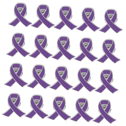 Garneck 20 Stück Awareness Broschen mit Emaille Violette Schleifen Anstecknadeln Langlebige Verblassungsresistente Pins für Revers Kleidung und Rucksäcke für Frauen und Mädchen von Garneck