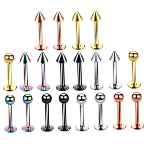 Garneck 20 Stück Teiliges Piercing Schmuck für Lippen und Ohren Leichte Sichere und Rostfreie Körperpiercings für Damen für Täglichen Gebrauch und Besondere Anlässe von Garneck
