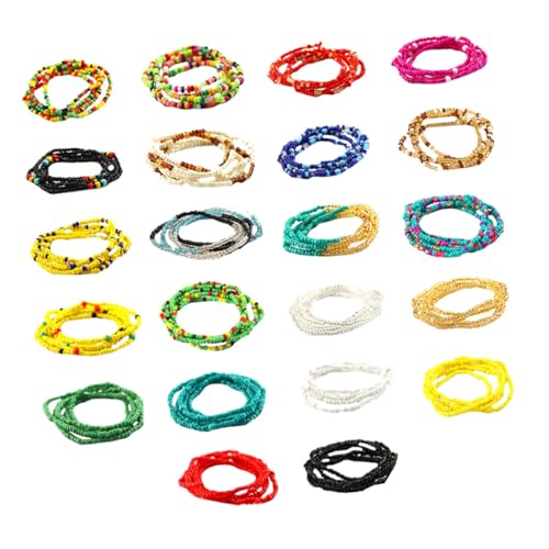 Garneck 22 Stück Teiliges Perlen Taillengürtel Mehrlagige Elastische Körperkette für Damen Handgefertigte Bunte Hüftkette Vielseitiger Party und Reiseschmuck Langlebiges Material von Garneck
