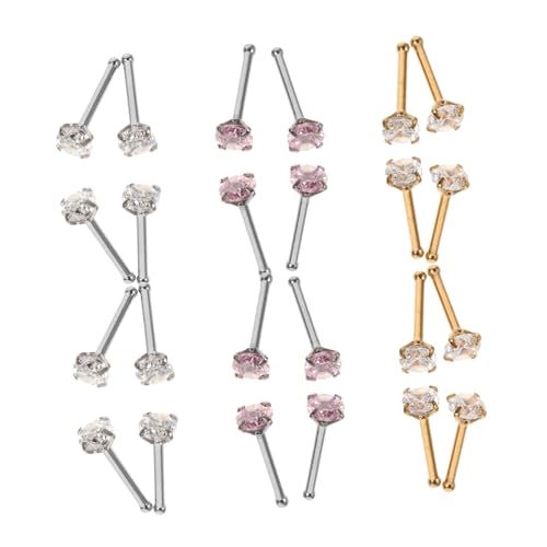 Garneck 24 Stück Teiliges Nasenpiercing Damen Edelstahl Nasenringe mit Funkelnden Zirkonia Hypoallergene Nasenstecker Gerader Stift Hautfreundlich Modischer Schmuck für Alltag und von Garneck