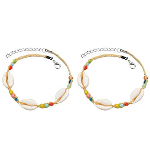 Garneck 2stücke Fußkettchen Aus Perlen Im Ethno-Stil Bunt Und Kreativ Langlebiges Modearmband Als Geschenk Oder Reisesouvenir Handgewebtes Design von Garneck