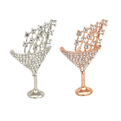 Garneck 2stücke Cocktailglas Brosche Kreative Anstecknadel Glitzerndes Design Für Damen Passend Zu Kleidung Und Party-zubehör Geschenk Für Feste Und Anlässe von Garneck
