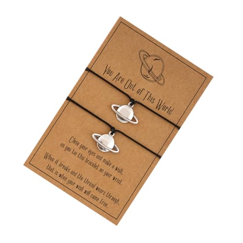 Garneck 2 Stück Kreative Planet Armbänder Handgewebte Zarte Handgelenkkette Verstellbare Legierungsarmbänder Valentinstag Geschenke Für Paare Stilvoller Handgelenkschmuck Für Freunde von Garneck