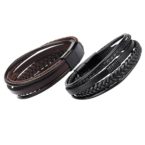 Garneck 2Stücke Herren Armband PU Geflochtenes Ethno Stil Armband für Männer Modisches Handgeschmeide Perfektes für Geburtstag und Feiertage Garneck 2Stücke Herren Armband PU Geflochtenes Ethno Stil Armband für Männer Modisches Handgeschmeide Perfektes für Geburtstag und Feiertage von Garneck