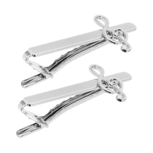 Garneck Krawattenklammern für Herren Musiknoten Design Metall Krawattenaccessoires für Business Kleidung 2 Stück von Garneck