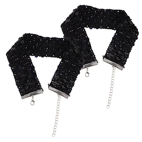 Garneck 2 Stücke Pailletten Halskette für Mädchen Dekorative Choker Halskette für Feiern Hochzeiten Halloween von Garneck