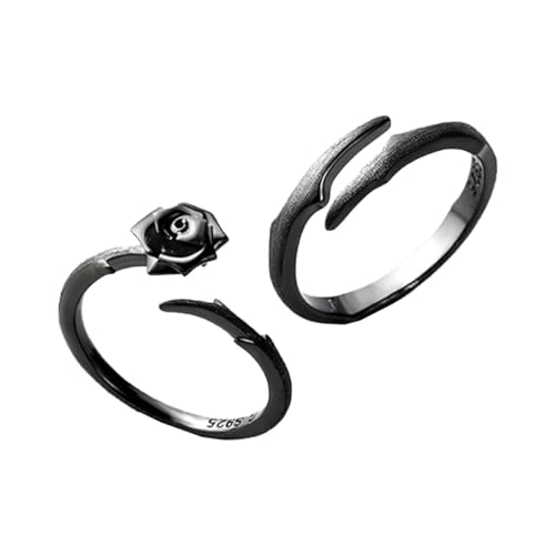Garneck 2Stücke S925 Silber Dorn Rose Offene Ringe Ringe Eheringe für Damen und Herren Fingerdekorringe für Verlobungen Garneck 2Stücke S925 Silber Dorn Rose Offene Ringe Ringe Eheringe für Damen und Herren Fingerdekorringe für Verlobungen von Garneck