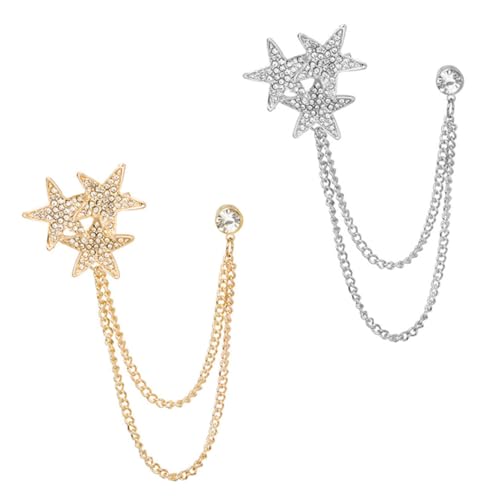 Garneck 2 Stücke Stern Kette Brosche Kette Pin Abzeichen für Damen und Herren Personalisierte Kettenbrosche Elegantes Schmuckzubehör für Kleidung Taschen und Jacken Garneck 2 Stücke Stern Kette Brosche Kette Pin Abzeichen für Damen und Herren Personalisierte Kettenbrosche Elegantes Schmuckzubehör für Kleidung Taschen und Jacken von Garneck