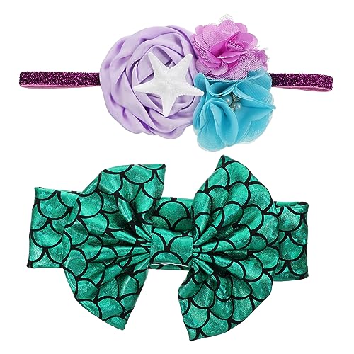 Garneck 2stücke Stirnband Mädchen Elastisch Mit Dekorativen Seesternen Und Schleifen Kopfbedeckung Haar-accessoire Junge Mädchen Stirnband von Garneck