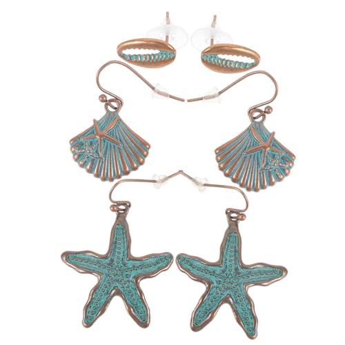 Garneck 3 Paare Schicke Meerjungfrauen Ohrringe Muschel Ohrstecker für Damen Modisch Strand Accessoire Täglicher Schmuck für Frauen und Mädchen von Garneck