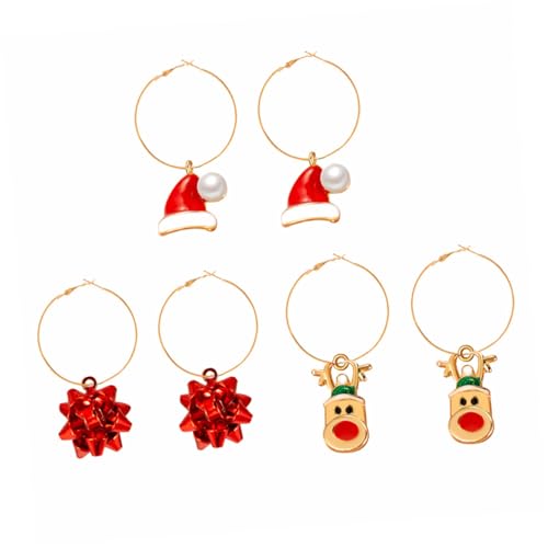 Garneck 3 Paare Weihnachts Ohrringe mit und Weihnachtsmützen Filigrane Ohranhänger Langlebiger Modischer Christbaumschmuck für Damen Festliche Dekoration für Party und Alltag von Garneck