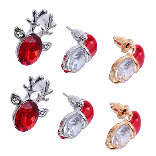 Garneck 3 Paare Weihnachtsohrringe Ohrstecker Weihnachtsmütze und Design Legierung Weihnachts Schmuck für Damen Mädchen Festlich Modisch von Garneck