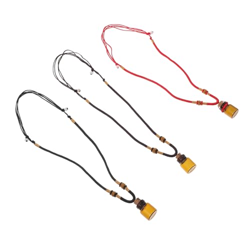 Garneck 3 Stück Aromatherapie Halskette Ätherische Ölflaschen Anhänger Duftkette Parfüm Schmuck in Braun Rot Schwarz für Damen und Herren von Garneck