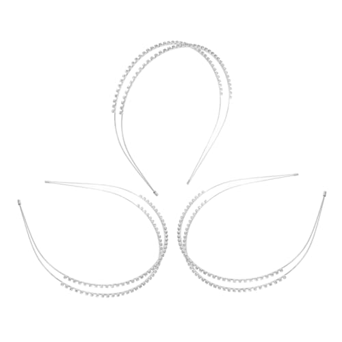Garneck 3 Stück Doppeltes Glitzer Haarband mit Funkelnden Strasssteinen Silbernes Brautstirnband für Frauen Modisches Haaraccessoire für Hochzeiten Partys und Festliche Anlässe Teiliges von Garneck