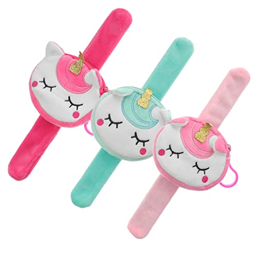Garneck 3stücke Schlagarmband Mit Einhorn-Design Für Junge Mädchen Partygeschenk Slap-Armband Plüsch-geldbörse Kinderfreundliches Spielzeug von Garneck