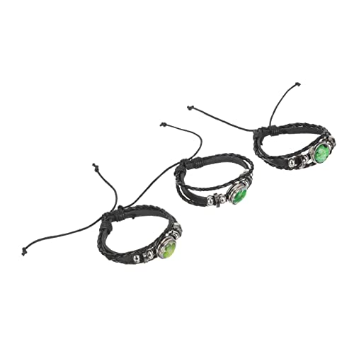 Garneck 3 Stück Four Leaf Clover Armbänder aus Schwarzem Geflochtenem Handgefertigte Manschetten mit Druckknopfverschluss Freundschaftsarmband für Frauen und Männer von Garneck