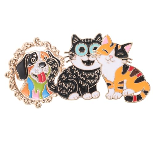 Garneck 3stücke Süße Katzenbrosche Cartoon-anstecknadeln Tier-anstecknadel Aus Emaille Für Rucksäcke Pullover Und Accessoires Lustige Kätzchen-brosche von Garneck