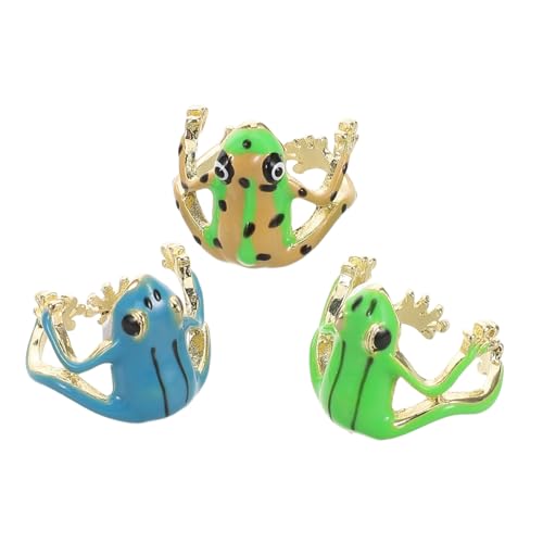Garneck 3stücke Frosch Ring Aus Zinklegierung Offener Verstellbarer Damenring Süßer Tierform-fingerschmuck Für Jeden Anlass von Garneck