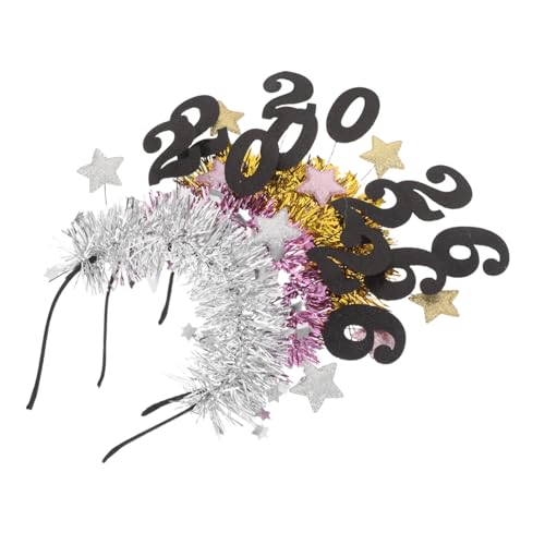 Garneck 3 Stück Silvester Haarreif mit Sternen und Glitzer Verstellbare Year Headwear für Damen und Festlicher Kopfschmuck für Weihnachts und Neujahrsfeiern von Garneck