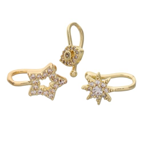 Garneck 3 Stück Stilvoller U förmiger Nasenring Stern Design Kupfer Nasenschmuck frei von Piercing Damen Wiederverwendbar Leicht und Bruchsicher Modisch Vielseitig für Alltag und Anlass von Garneck