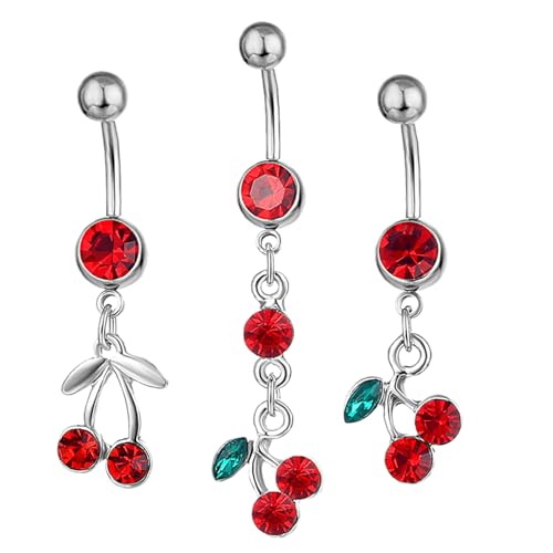 Garneck 3 Stück Teiliges Bauchnabelpiercing Edelstahl mit Glänzendem Anhänger Stylischer Nabelring Schmuck für Damen Langlebig und Modisch für Bauchschmuck und Nabeldekoration von Garneck