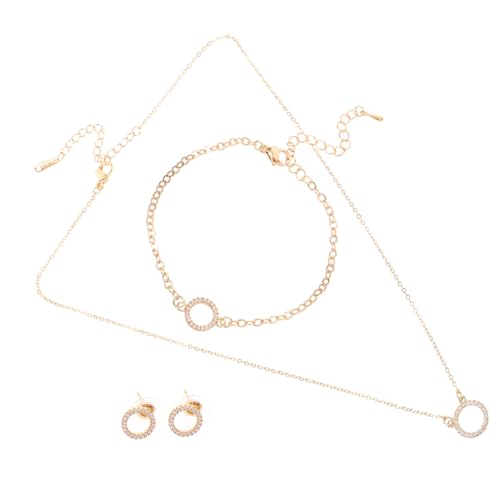 Garneck 3 Stück Teiliges Brautschmuck Damen Elegantes Einfaches Kreis Anhänger Halskette Ohrringe und Armband Modisches Schmuckset für Hochzeit Jubiläum Party und Besondere Anlässe von Garneck
