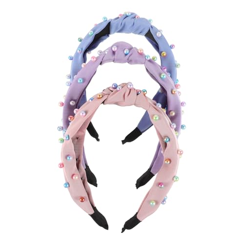 Garneck 3 Stück Teiliges Breites Stirnband mit Knoten und Farbigen Kunstperlen Leichtes und Formstabiles Damen haarband für Eleganten Look bei Alltag und Besonderen Anlässen Passend für von Garneck