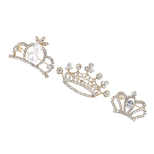 Garneck 3 Stück Teiliges Broschen mit Funkelnder Kronenform Strass und Perlenverzierung Modisches Ansteckaccessoire für Damen Vielseitig für Mäntel Schals und Taschen Geeignet Perfektes von Garneck