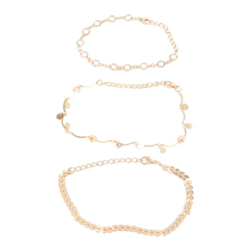 Garneck 3 Stück Teiliges Fußkettchen Set Damen Runde Pailletten Fußkette aus Legierung Alltags Schmuck für Frauen Vielseitig Kombinierbar von Garneck