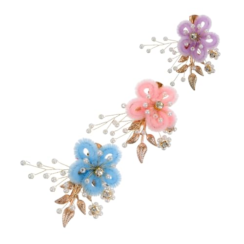 Garneck 3 Stück Teiliges Haarschmuck für Bräute Handgemachte Blumen Perlen Haarklammern Plüsch für Hochzeiten und Brautjungfern Pastellfarben Hellviolett von Garneck