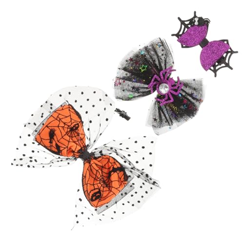 Garneck 3 Stück Teiliges Halloween Haarschleifen mit Spinnennetz Design Bunte Cosplay Haarclips für Damen Festliche Haaraccessoires für Karneval und Partys von Garneck