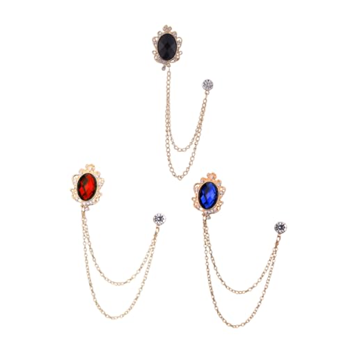 Garneck 3stücke Kragennadel Herren Anzug-accessoires Brosche Für Herrenanzüge Mit Edelstein Design Kettendekoration Abschlussball-accessoires Herren-schmuck Kragen Pin von Garneck