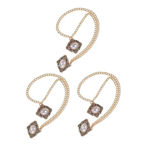 Garneck 3 Stück Teiliges Herren Broschen Goldener Kette Vintage Perlen Anstecknadeln Stilvolle Revers Pins für Anzug Smoking Cardigan und Formelle Anlässe von Garneck