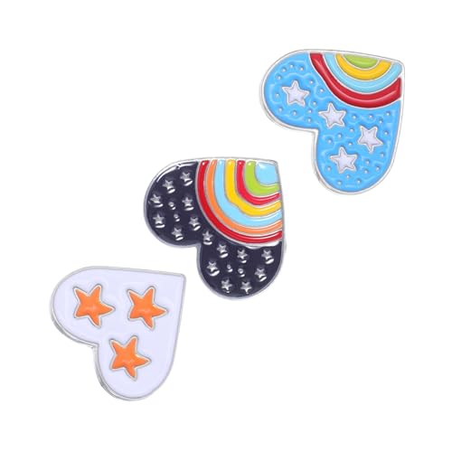 Garneck 3 Stück Teiliges Herzform Brosche Farbenfrohe Regenbogen Stern Anstecknadeln Emaille für Kleidung Rucksäcke und Hüte Langlebiges und Modisches Accessoire von Garneck
