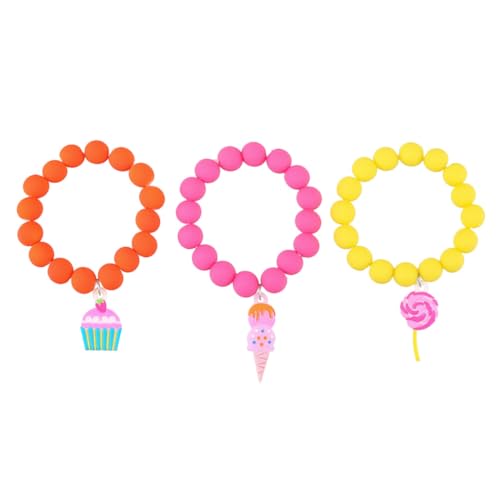 Garneck 3 Stück Teiliges Kinderperlen armband mit Lollipop und Eiscreme Anhänger Bunte Freundschaftsarmbänder für Mädchen Modisch Langlebig Bequem Geschenk für Partys und Geburtstage von Garneck