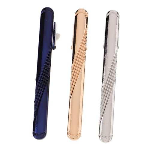 Garneck 3 Stück Teiliges Krawattenklammern Herren Metall Langlebig Business Klammern in Blau Gelb Silber für Formelle Hemden und Anzug Accessoires von Garneck