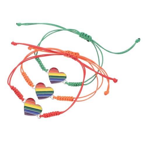 Garneck 3 Stück Teiliges Lgbtq Pride Armband Verstellbare Geflochtene Freundschaftsarmbänder mit Herzmotiv Regenbogenfarben Unisex Schmuck für Männer und Frauen Handgefertigt Stylisch für von Garneck